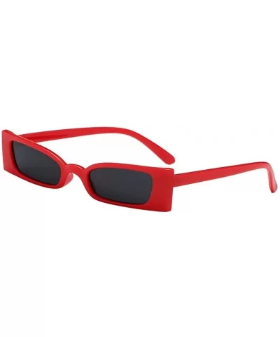 Vintage Sunglasses UV400 Small Square Shade Womens Fashion Skinny Thin Eyewear - Red-grey - CI18XME9X6Q $13.71 Sport