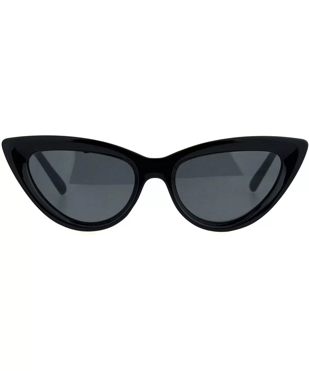Womens Gothic Cat Eye Retro Simple Mod Plastic Sunglasses - All Black - CJ18K0R7SW9 $11.51 Cat Eye