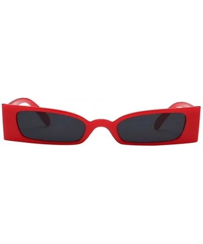 Vintage Sunglasses UV400 Small Square Shade Womens Fashion Skinny Thin Eyewear - Red-grey - CI18XME9X6Q $13.71 Sport