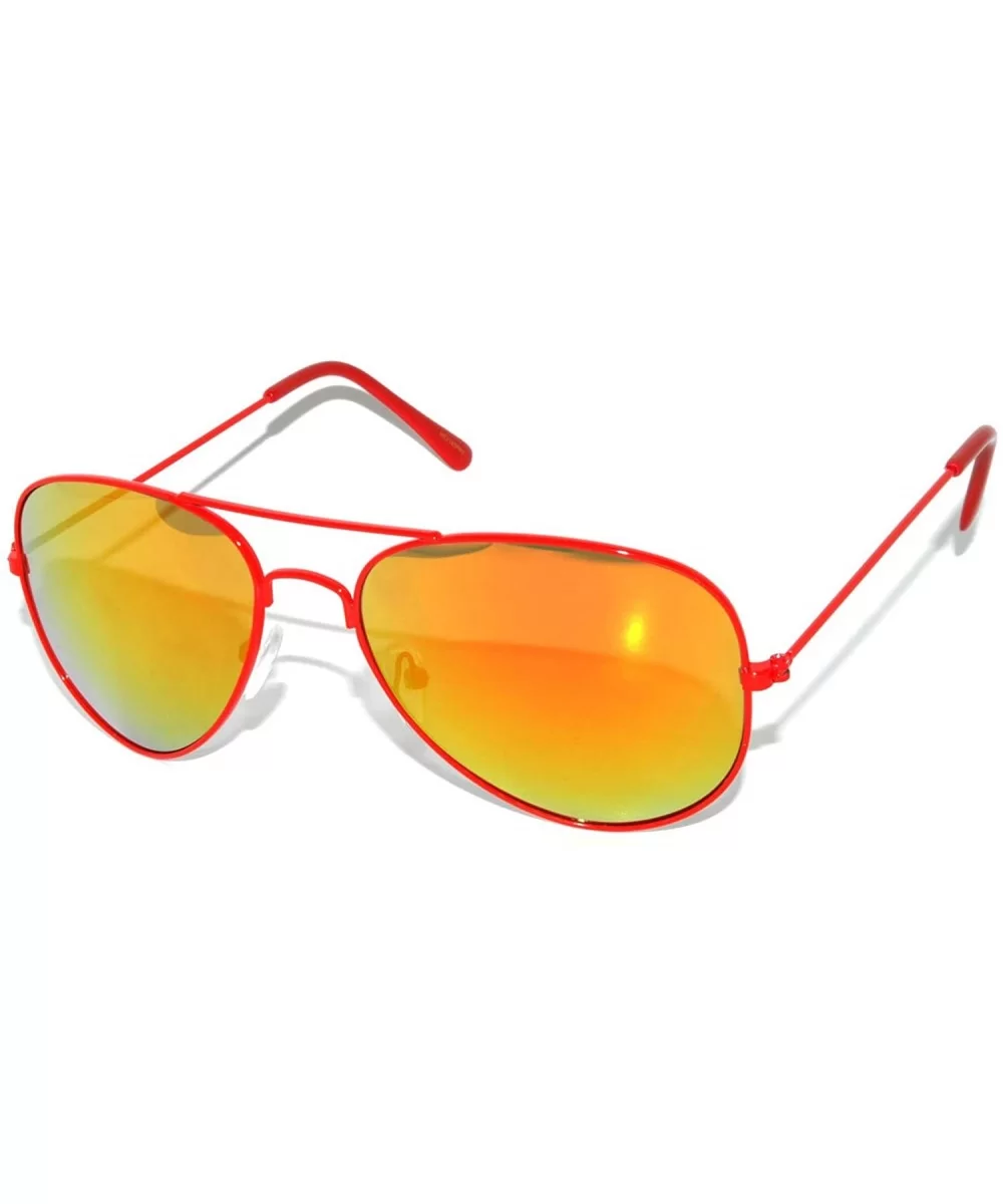 Classic Aviator Style Colored Lens Sunglasses Metal Frame - Red_fix_mirror_lens - CD122F7M01J $12.80 Aviator
