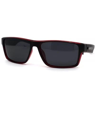 Polarized 90s Classic Rectangle Light Weight Plastic Sunglasses - Matte Black Red Black - CH195EDN9M9 $16.79 Rectangular