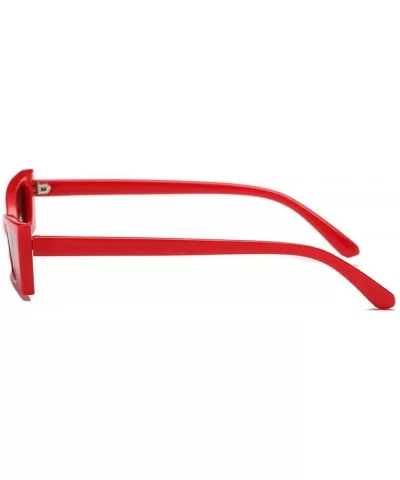 Vintage Sunglasses UV400 Small Square Shade Womens Fashion Skinny Thin Eyewear - Red-grey - CI18XME9X6Q $13.71 Sport