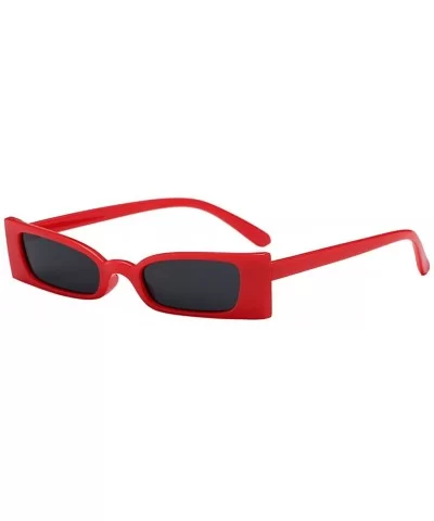 Vintage Sunglasses UV400 Small Square Shade Womens Fashion Skinny Thin Eyewear - Red-grey - CI18XME9X6Q $13.71 Sport