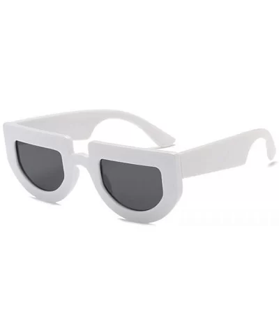 Cat Eye Retro Sunglasses Men Women 2019 Steampunk Shades UV400 Black Black - White Black - CK18YQOGCYH $12.78 Aviator