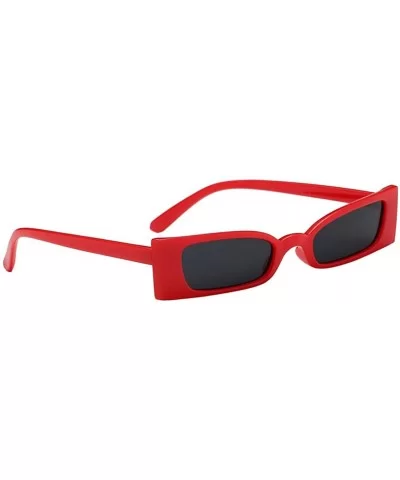 Vintage Sunglasses UV400 Small Square Shade Womens Fashion Skinny Thin Eyewear - Red-grey - CI18XME9X6Q $13.71 Sport