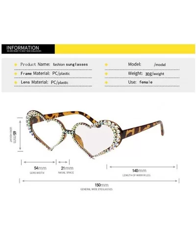 Woman's Cute Cat's Eye Heart Sunglasses with Diamond Insert for Ultraviolet Protection - Pink - CS18YEUNKZD $50.79 Goggle