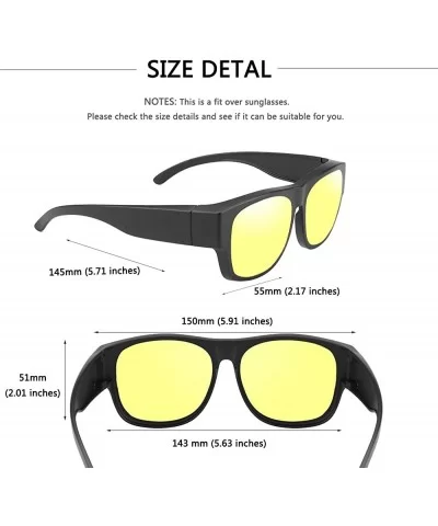 Unisex Wear Over Prescription Sunglasses - Polarized Fit Over Sun Glasses - Black Frame Yellow Lens - CR18ALQELYW $19.61 Over...