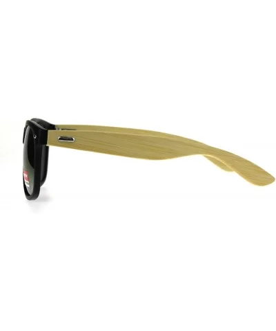 Mens Bamboo Wood Arm Classic Horn Rim Hipster Sunglasses - Black Fuchsia - CS180ALRUAA $17.98 Rectangular