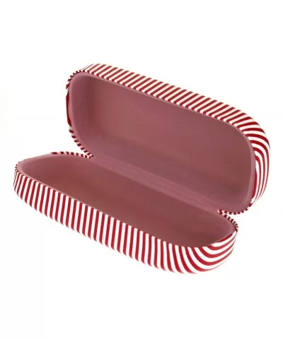 Sunglasses & Glasses Protective Hard Case Rectangular Stripe Print - Red White - CG186SXKHAU $14.60 Rectangular