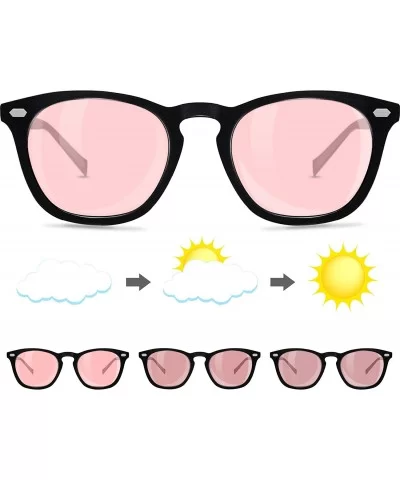 Polarized Protection Sunglasses - Black Frame/ Pink Photochromic Lens - C3194R56ILR $19.69 Oversized