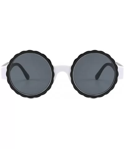 Vintage Pilot Goggle Stylish Round Frame Mask Sunglasses Integrated Gas Glasses - White - CX196OMK37Q $11.46 Aviator