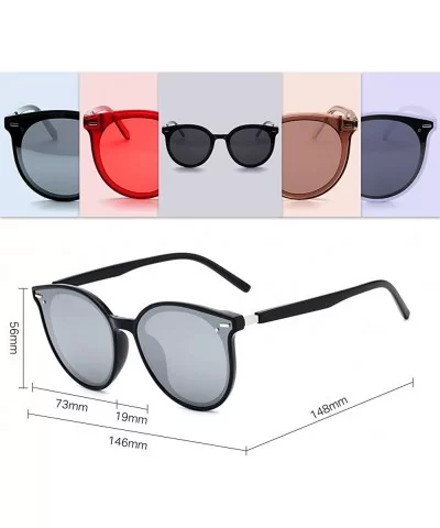 Round Sunglasses For Women Polarized Oversized Vintage Retro Fashion Shades - Black Frame Silver Mirrored Lens - CX18QSMKG99 ...