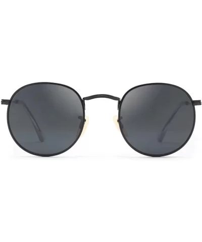 Classic Retro Metal Frame Round Circle Mirrored Sunglasses Men Women Glasses 3447 - Black Glass - CS18EXTGTRM $26.48 Round