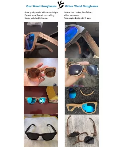 Polarized Wood Sunglasses Men - Wooden Bamboo Sunglasses for Women - Walnut Wood- Blue Lens - CC18W4MI6W2 $45.20 Wrap