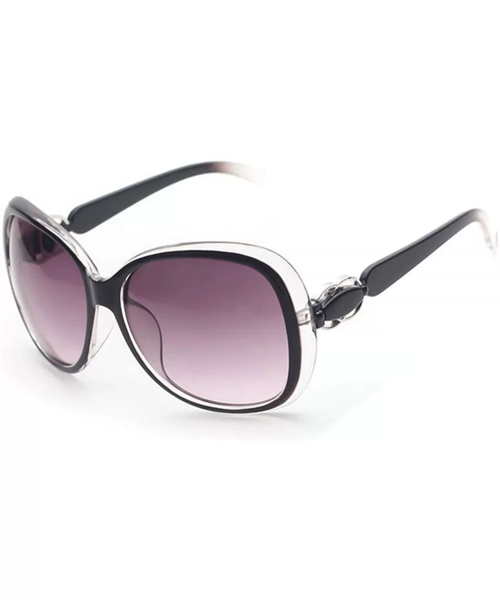 Vintage Classic Retro Big Frame Sunglasses for Women PC Resin UV 400 Protection Sunglasses - Transparent Black - CW18SAS35U7 ...