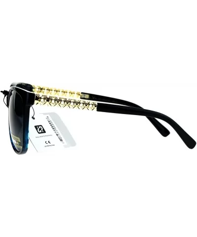 Polarized Lens Floral Metal Jewel Arm Large Cat Eye Womens Sunglasses - Black Blue Black - CN17Y2C9D30 $17.98 Butterfly