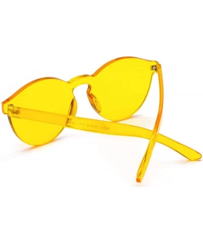 One Piece Rimless Sunglasses Transparent Colorful Tinted Eyewear - Yellow - CY18TRAY567 $12.96 Round