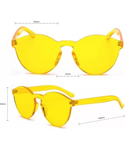 One Piece Rimless Sunglasses Transparent Colorful Tinted Eyewear - Yellow - CY18TRAY567 $12.96 Round