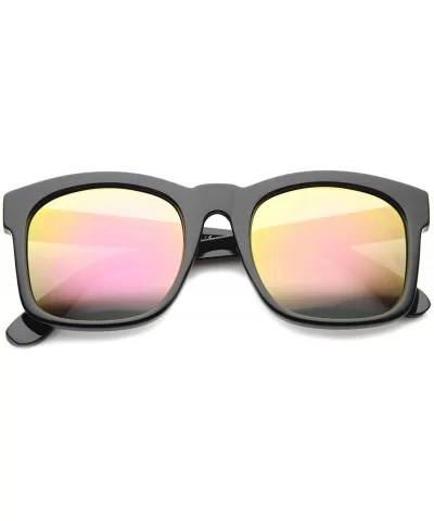 Mod Fashion Oversized Bold Frame Flash Mirror Horn Rimmed Sunglasses 61mm - Black / Pink - CO128PMCGMV $14.12 Wayfarer