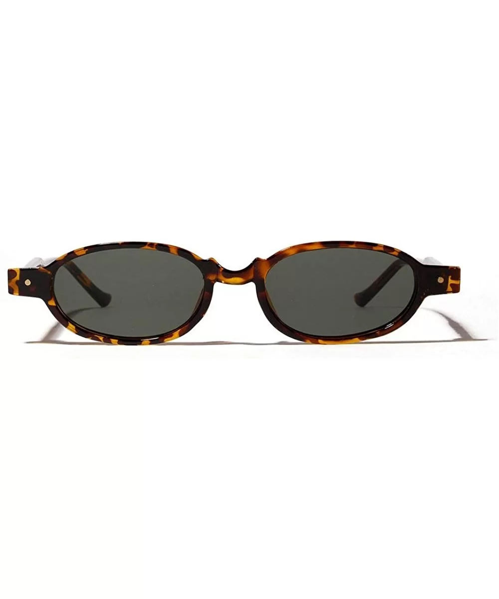 Fashion Small Oval Punk Frame Chic Unisex Rectangular Sunglasses - Leopard - CF18LHS9N7A $15.32 Goggle