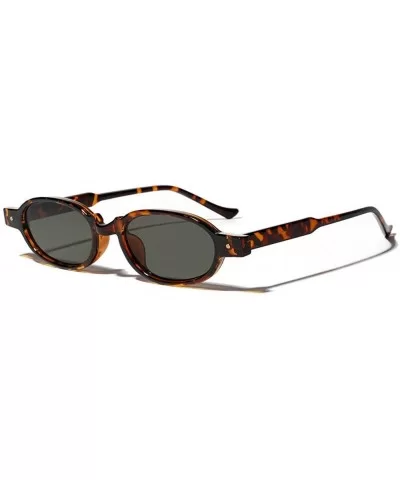 Fashion Small Oval Punk Frame Chic Unisex Rectangular Sunglasses - Leopard - CF18LHS9N7A $15.32 Goggle