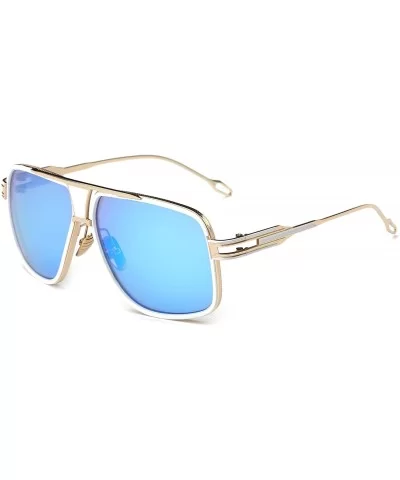 Aviator Sunglasses for Men 100% UV Protection Goggle Alloy Frame with Case - Gold Frame - CB18374SLSS $17.89 Goggle
