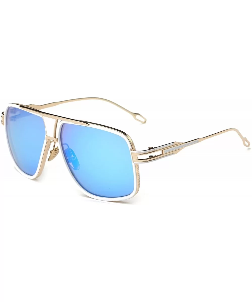 Aviator Sunglasses for Men 100% UV Protection Goggle Alloy Frame with Case - Gold Frame - CB18374SLSS $17.89 Goggle