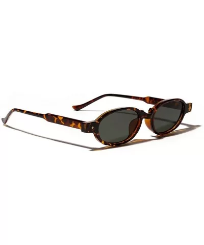 Fashion Small Oval Punk Frame Chic Unisex Rectangular Sunglasses - Leopard - CF18LHS9N7A $15.32 Goggle