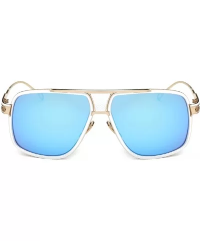 Aviator Sunglasses for Men 100% UV Protection Goggle Alloy Frame with Case - Gold Frame - CB18374SLSS $17.89 Goggle