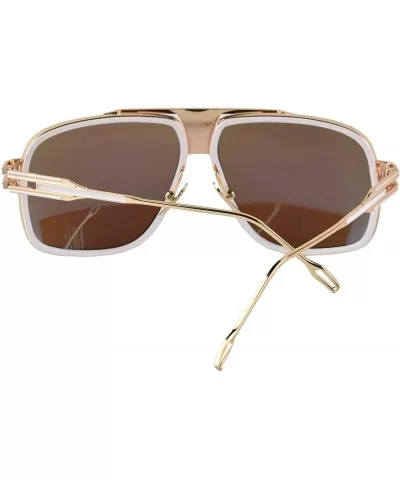 Aviator Sunglasses for Men 100% UV Protection Goggle Alloy Frame with Case - Gold Frame - CB18374SLSS $17.89 Goggle