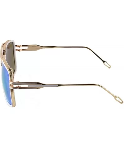 Aviator Sunglasses for Men 100% UV Protection Goggle Alloy Frame with Case - Gold Frame - CB18374SLSS $17.89 Goggle