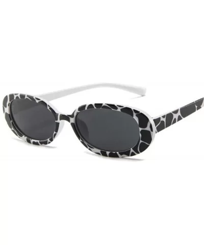 Style Oval Sunglasses Women Vintage Retro Round Frame White Mens Sun Cows Color - Cows Color - C018Y3OSZ82 $11.68 Oval