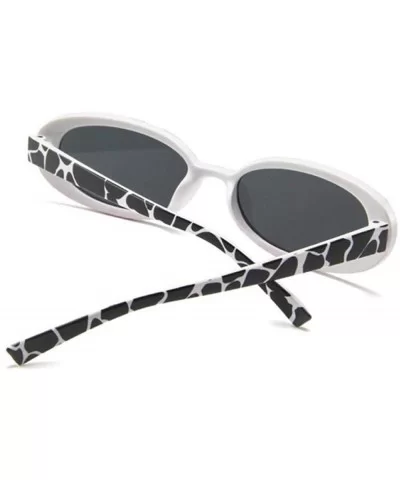 Style Oval Sunglasses Women Vintage Retro Round Frame White Mens Sun Cows Color - Cows Color - C018Y3OSZ82 $11.68 Oval