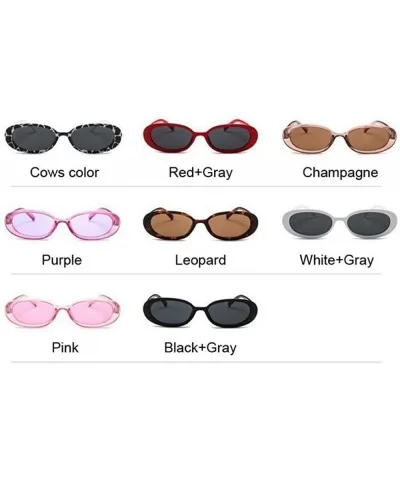 Style Oval Sunglasses Women Vintage Retro Round Frame White Mens Sun Cows Color - Cows Color - C018Y3OSZ82 $11.68 Oval