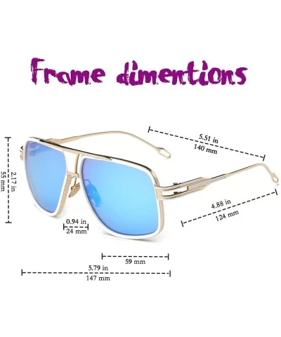 Aviator Sunglasses for Men 100% UV Protection Goggle Alloy Frame with Case - Gold Frame - CB18374SLSS $17.89 Goggle