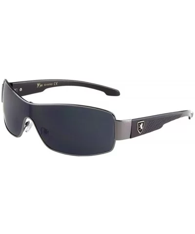 Wide One Piece Shield Lens Texture Pattern Hook Temple Sunglasses - Black Gunmetal - CE199DXMIUS $28.53 Shield