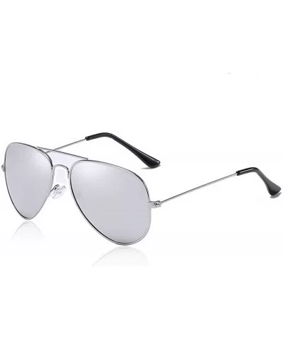 Classic Aviator Sunglasses for Men Women Metal Frame Mirrored Flat UV400 Lens Protection - C018S5RK07E $10.98 Aviator