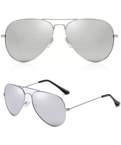 Classic Aviator Sunglasses for Men Women Metal Frame Mirrored Flat UV400 Lens Protection - C018S5RK07E $10.98 Aviator