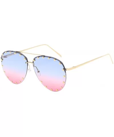 Oversized Sunglasses for Men Women UV Protection for Driving Traveling - Blue&pink - CS18DLY6WX4 $23.30 Sport