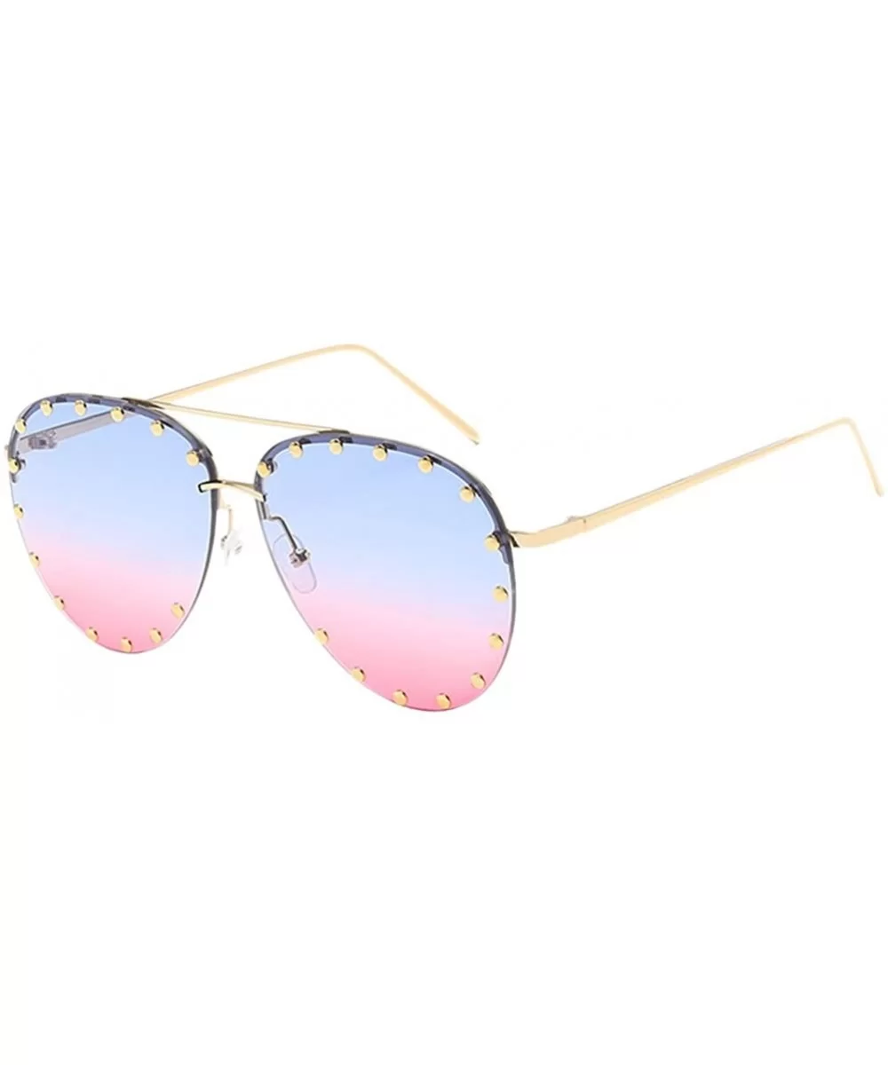 Oversized Sunglasses for Men Women UV Protection for Driving Traveling - Blue&pink - CS18DLY6WX4 $23.30 Sport