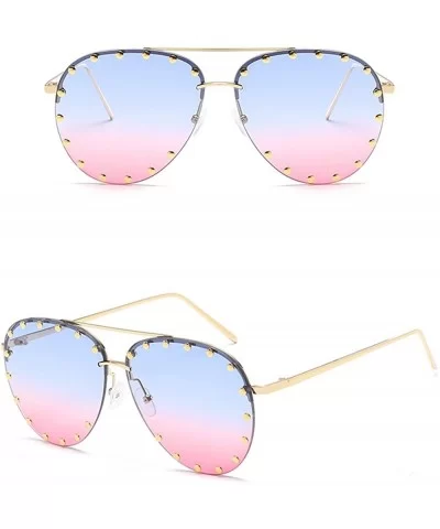 Oversized Sunglasses for Men Women UV Protection for Driving Traveling - Blue&pink - CS18DLY6WX4 $23.30 Sport