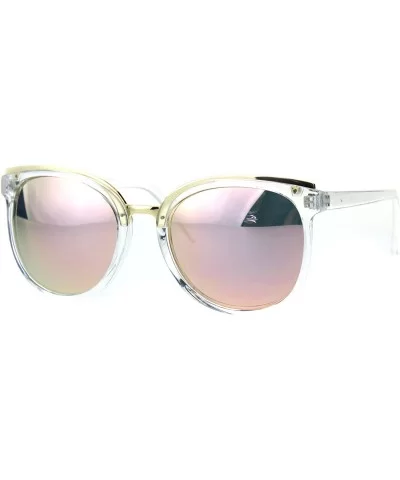 Womens Metal Brow Round Horned Cat Eye Goth Chic Diva Sunglasses - Clear Pink Mirror - CZ184M2CXWE $20.93 Cat Eye