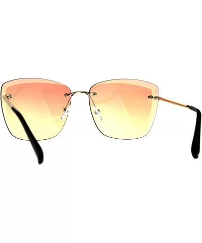 Womens Designer Fashion Sunglasses Beveled Rimless Square Frame UV 400 - Gold (Orange Yellow) - CL189STC9UW $15.35 Square