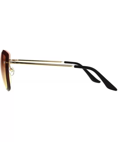 Womens Designer Fashion Sunglasses Beveled Rimless Square Frame UV 400 - Gold (Orange Yellow) - CL189STC9UW $15.35 Square