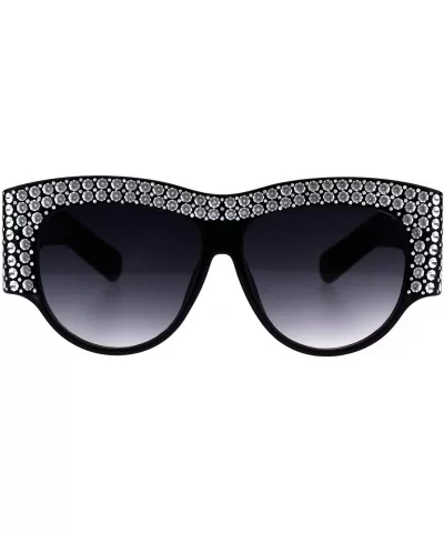 Womens Sunglasses Bold Thick Oversized Frame Silver Bling Decor UV 400 - Black - CF18OE3AUSX $19.07 Oversized