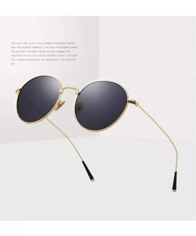 Vintage metal round frame UV400 lens sunglasses fashion men and women beaches climb mountain golf - Gold-tea - C418XK30AWR $1...