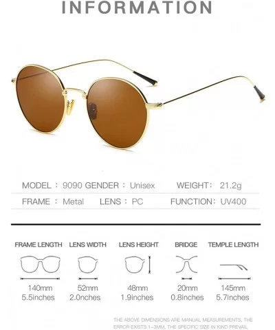 Vintage metal round frame UV400 lens sunglasses fashion men and women beaches climb mountain golf - Gold-tea - C418XK30AWR $1...