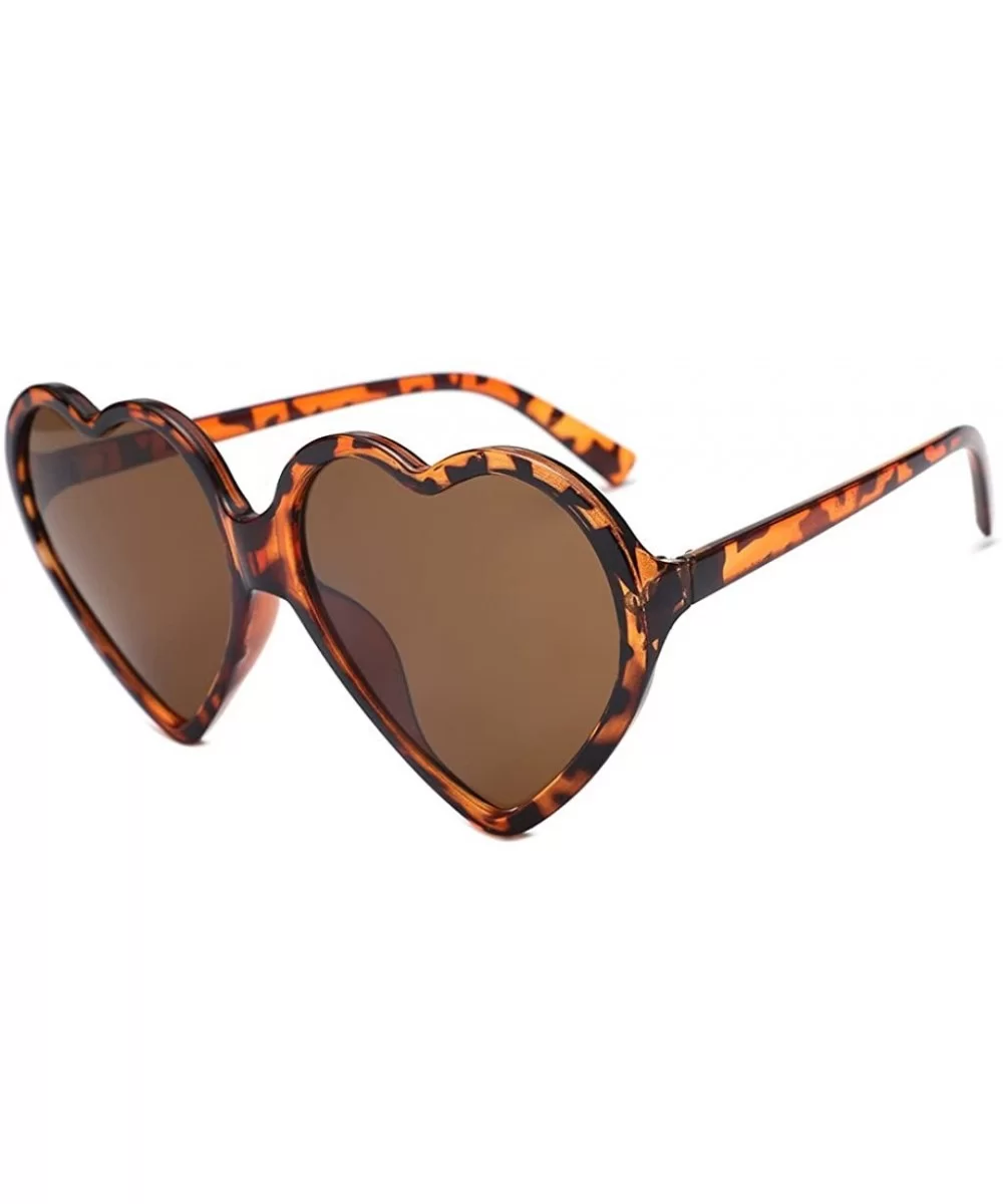 Women Fashion Unisex Heart-shaped Shades Sunglasses Integrated UV Glasses - Brown - CZ193XHAQA5 $12.63 Round