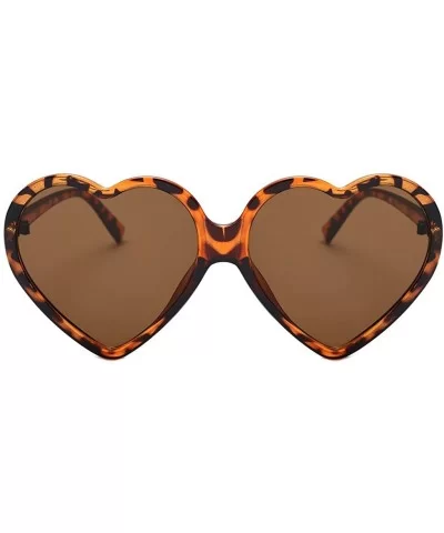 Women Fashion Unisex Heart-shaped Shades Sunglasses Integrated UV Glasses - Brown - CZ193XHAQA5 $12.63 Round