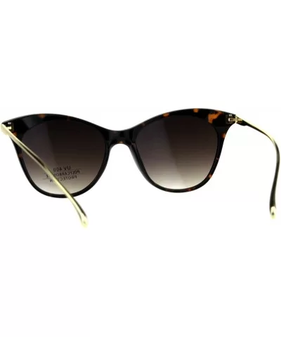 Womens Mod Chic Oversize Cat Eye Metal Arm Luxury Sunglasses - Brown Tortoise - CS180QEONMA $18.22 Cat Eye